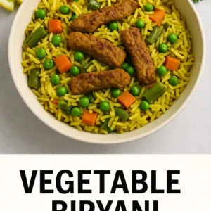 vegetable biryani with turmeric & buffalo strips