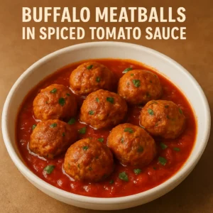 buffalo meatballs in spiced tomato sauce
