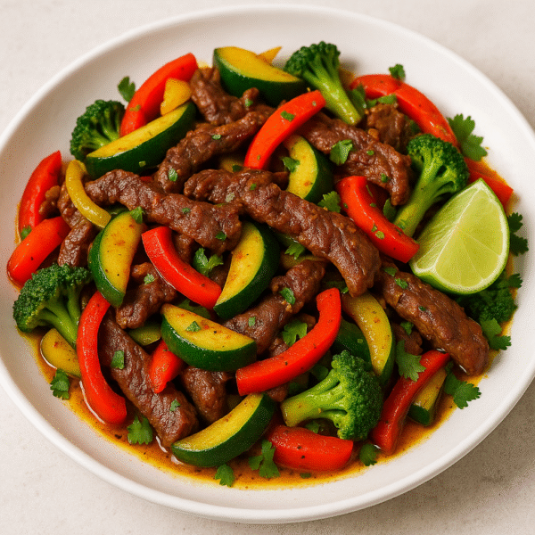 spiced buffalo stir fry with vegetables